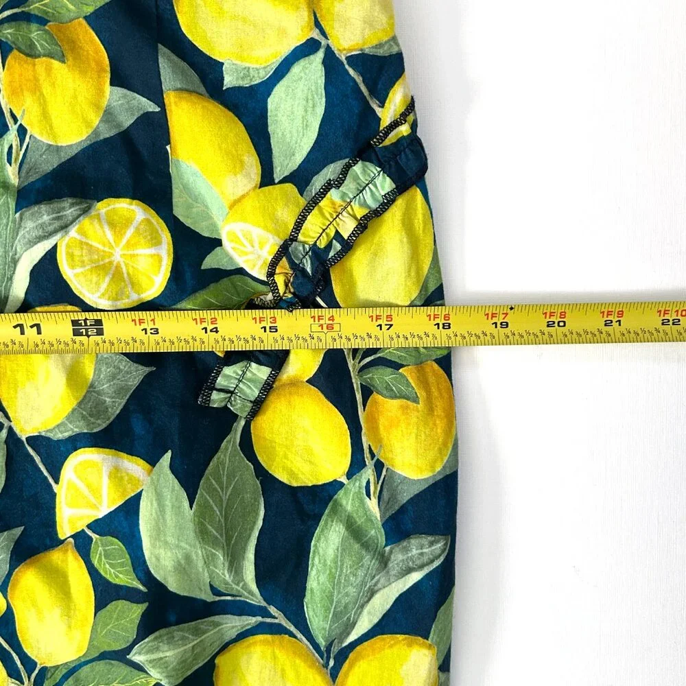 Hope & Ivy Lemon Print Puff Sleeve Midi Dress Mediterranean Cottagecore Size 14 - Picture 6 of 12